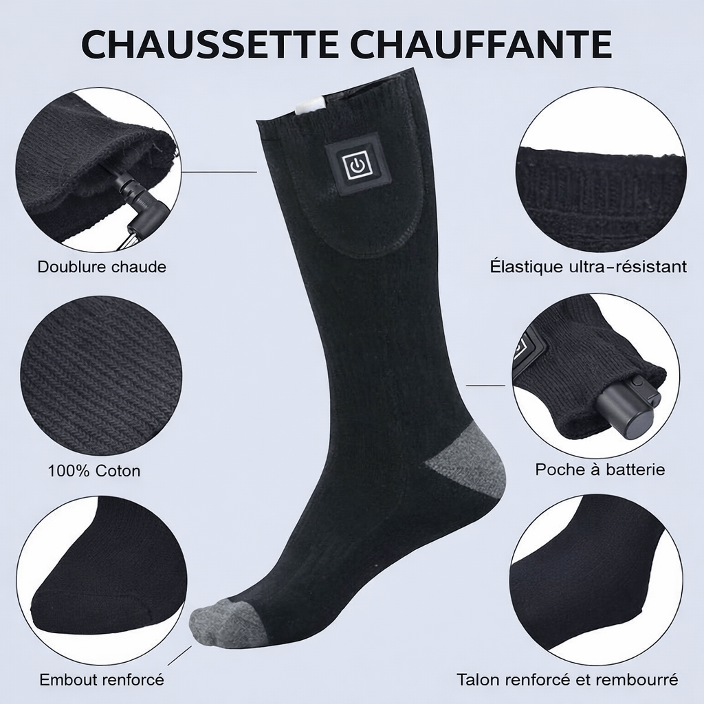 Chaussettes chauffantes électriques à température réglable