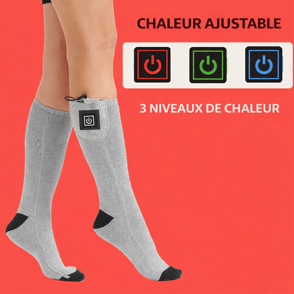 Chaussettes chauffantes électriques à température réglable