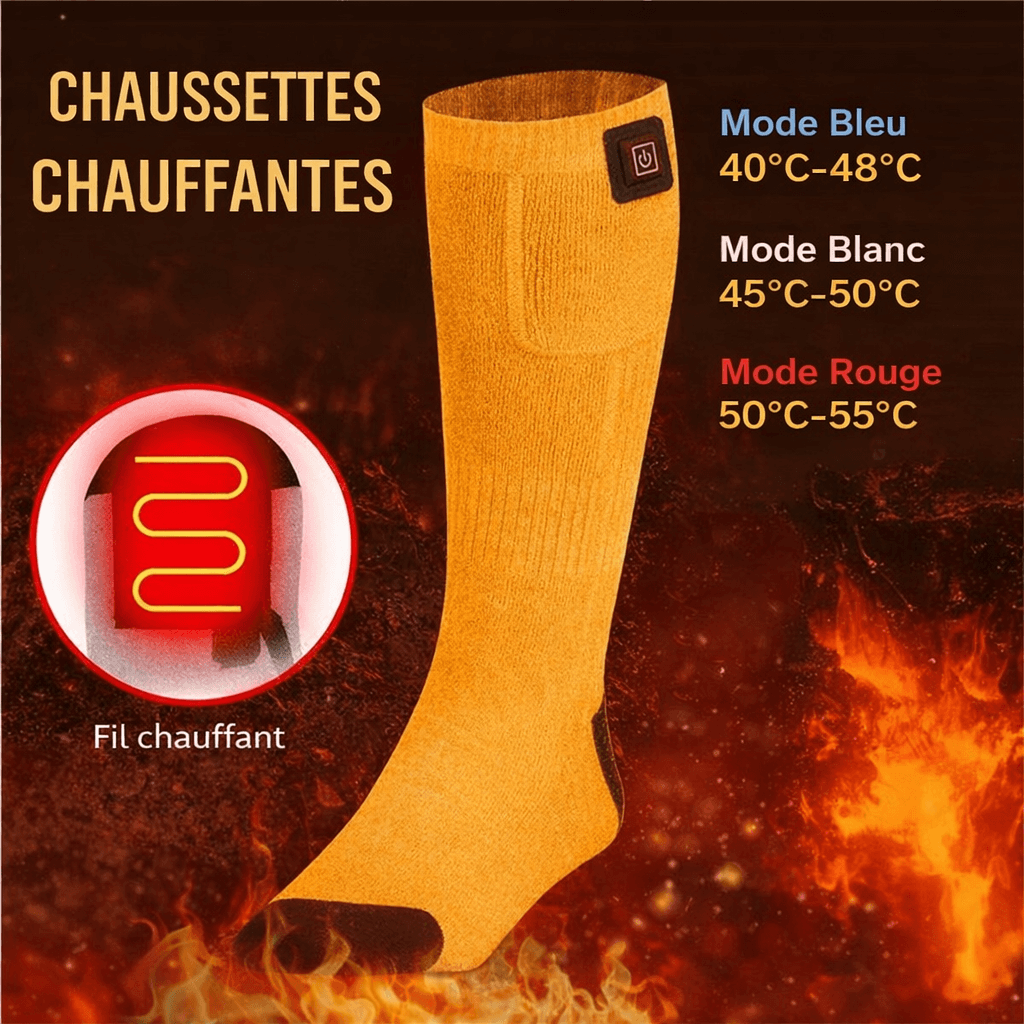 Chaussettes chauffantes électriques à température réglable